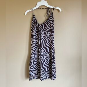 Garage Black and white zebra print halter mini dress